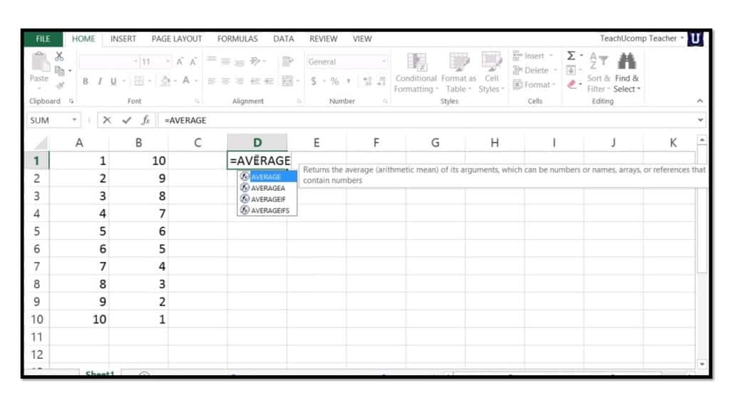A picture showing a user writing a formula in Excel 2013.