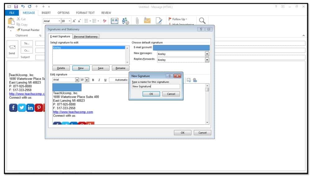How to Add Custom Signatures in Outlook 2013 - TeachUcomp, Inc.