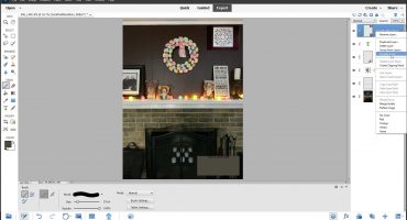 Layer Types in Photoshop Elements: A picture of a user simplifying a Smart Object layer in Photoshop elements.