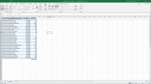 Split Panes in Excel - Instructions and Video Lesson: A picture of a large Excel workbook that is horizontally split into two separate panes.