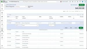 A picture showing how to use registers in QuickBooks Online to edit account transactions.