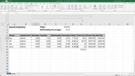 Outline Excel Data in Microsoft Excel - Instructions: A picture of an Excel worksheet with an outline applied.