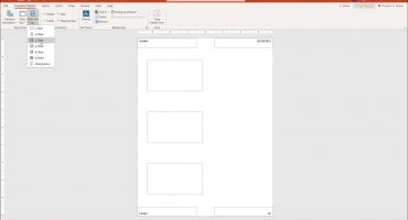 A picture showing how to use the handout master in PowerPoint to select a handout layout to edit.
