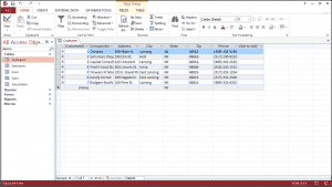 Add Records to a Table in Datasheet View in Access- Tutorial: A picture of a table opened in Datasheet View in Access 2013.
