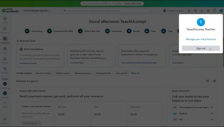 blog-10-1-2025-howtosignoutofquickbooksonline A picture showing how to sign out of QuickBooks Online from within a company file.