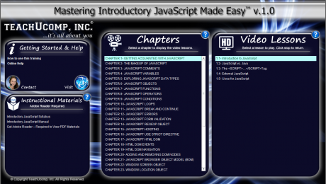 A picture of the JavaScript tutorial interface for 