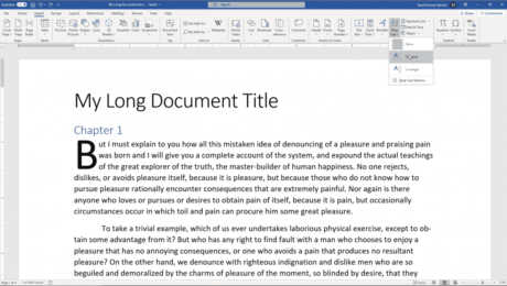 Add a Drop Cap in Word - Instructions: A picture of a user adding a drop cap to a Word document.