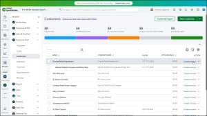 A picture showing how to use the Customers List in QuickBooks Online to create an invoice for a customer.