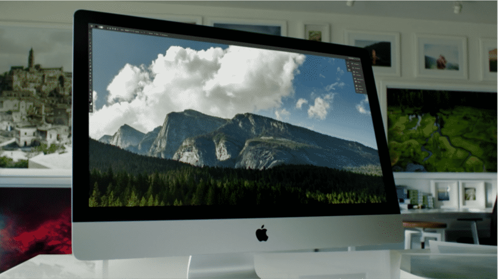 Apple Reveals New iMac, Mac Mini, iPad Air 2, iPad Mini 3, and OS X Yosemite: A picture of the new iMac with 5K Retina display shown during the Apple Event on October 16th, 2014. Source: Apple.