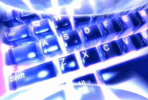 Keyboard Shortcuts from Windows to Macs: A picture of a glowing keyboard.