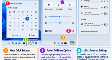 blog-10-21-2026-howtousethenotificationcenterandquicksettingsinwindows11 An infographic showing how to use the Notification Center and Quick Settings in Windows 11.