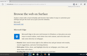 Reading View in Microsoft Edge- Tutorial: A picture of a web page shown in Reading View within Microsoft Edge.