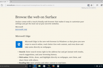 Reading View in Microsoft Edge- Tutorial: A picture of a web page shown in Reading View within Microsoft Edge.