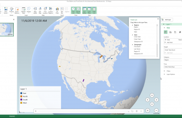 Create a 3D Map in Excel - Instructions: A picture of a user creating a new 3D Maps tour in Excel.