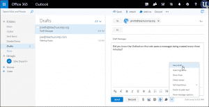 Save a Draft Message in Outlook on the Web - Instructions: A picture of a user saving a draft message in the Outlook on the Web.