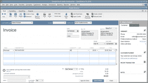 Create an Invoice in QuickBooks - Tutorial: A picture of a user creating an invoice in QuickBooks Pro 2016.