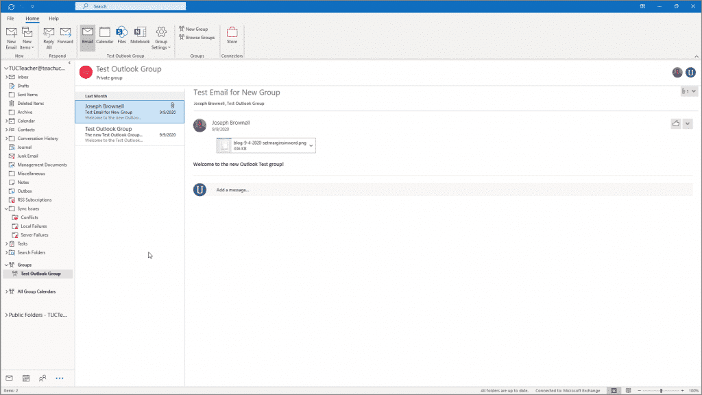 Open a Group in Outlook - Instructions: A picture of a user opening a group in Outlook.