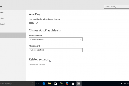 AutoPlay Settings in Windows 10 - Tutorial: A picture of the AutoPlay settings in Windows 10.