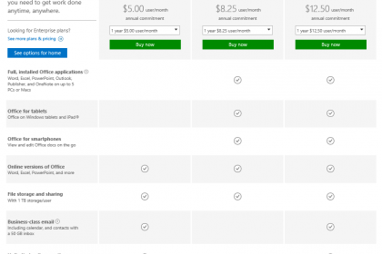 New Office 365 for Business Subscription Plans
