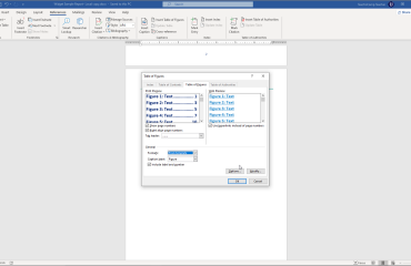 Insert a Table of Figures in Word - Instructions: A picture of a user inserting a table of figures in Word.