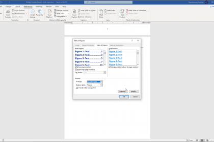 Insert a Table of Figures in Word - Instructions: A picture of a user inserting a table of figures in Word.