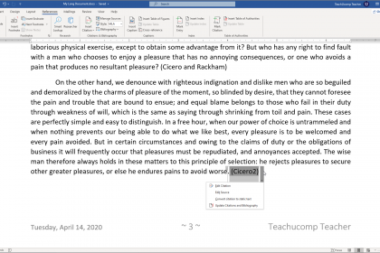 Add a Citation Placeholder in Word - Instructions: A picture of a citation placeholder in Word.
