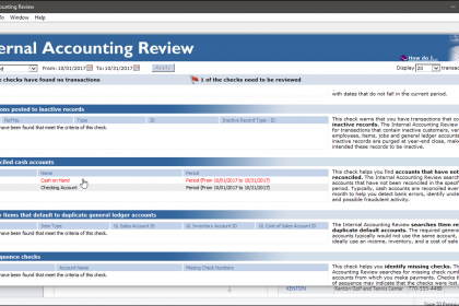 The Internal Accounting Review in Sage 50 - Instructions: A picture of a user correcting a minor accounting issue from within Sage 50’s Internal Accounting Review.