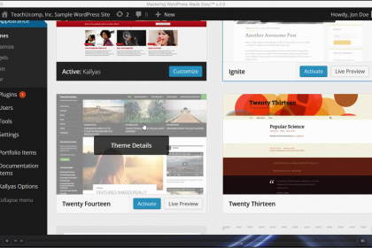 Change WordPress Themes- Tutorial and Instructions: A picture of the video lesson 