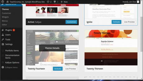 Change WordPress Themes- Tutorial and Instructions: A picture of the video lesson 