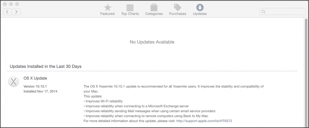 Apple Software Updates for iOS 8.1.1 and OS X 10.10.1 Released: How to Download the Updates- A picture of the OS X 10.10.1 update after it has been downloaded and installed from the App Store.