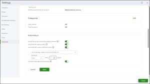 A picture showing how to change the settings to automatically invoice unbilled activity in QuickBooks Online Plus.