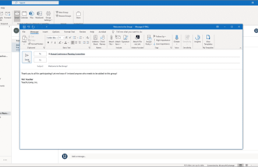 Start a Group Conversation in Outlook - Instructions: A picture of a user starting a group conversation in Outlook.