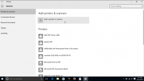 Printers and Scanners in Windows 10- Tutorial: A picture of the 