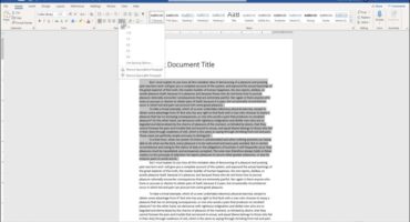 A picture showing how to quickly apply double space in Word to selected paragraphs in a document.
