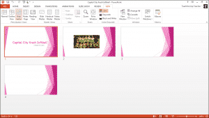 Slide Sorter View in PowerPoint- Tutorial: A picture of a presentation shown in Slide Sorter view in PowerPoint 2013.