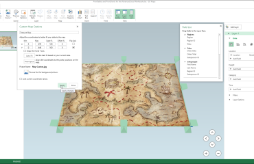 Custom 3D Maps in Excel - Instructions: A picture of a user setting the custom map options for a custom 3D map in Excel.