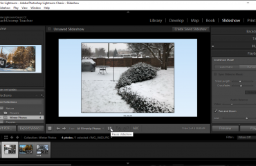 Preview a Slideshow in Lightroom Classic CC- Instructions: A picture of a user previewing a slideshow in the Slideshow module of Lightroom Classic CC.