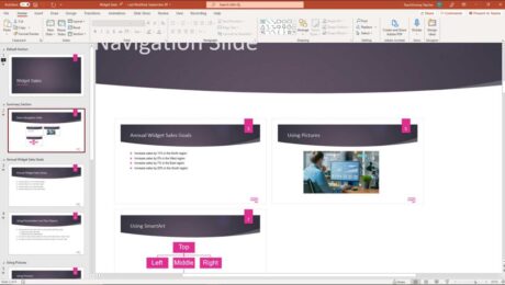 A picture of a presentation slide with the Zoom slider in PowerPoint shown in the lower-right corner.