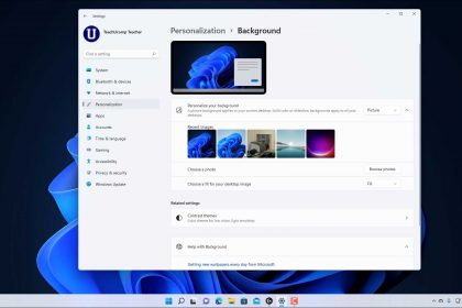 A picture that shows how to change your background in Windows 11 by changing the Background settings.