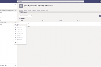 Reordering, Editing, Hiding, and Deleting Teams - Instructions: A picture of a user unhiding a hidden team in Microsoft Teams.