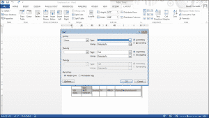 Sort a Table in Word - Tutorial: A picture of a user sorting a table in Word 2013.
