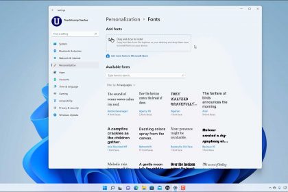 A picture that shows how to install fonts in Windows 11 within the “Fonts” settings in the “Settings” app.