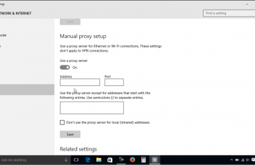Proxy Settings in Windows 10- Tutorial: A picture of the proxy settings in Windows 10.