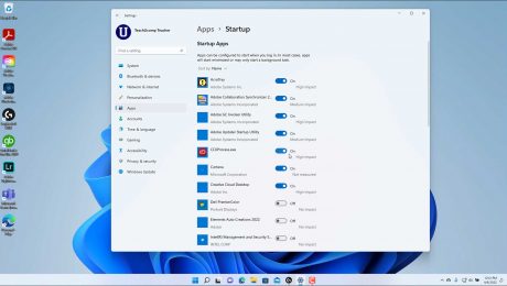 A picture that shows how to change startup apps in Windows 11 within the “Startup” settings in the “Settings” app.