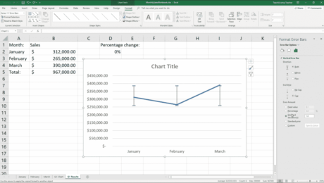 Format Error Bars in Charts in Excel - Instructions: A picture of the “Format Error Bars” task pane in Excel.
