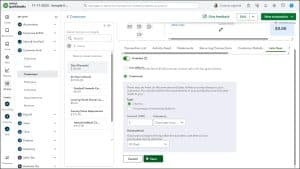 A picture showing how to customize the late fee settings for an individual customer if you apply automatic late fees in QuickBooks Online.