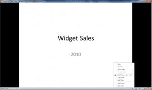 PowerPoint Reading View- Tutorial: A picture of the "Reading View" in PowerPoint 2010.