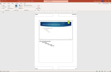 A picture of a presentation’s notes master in PowerPoint.