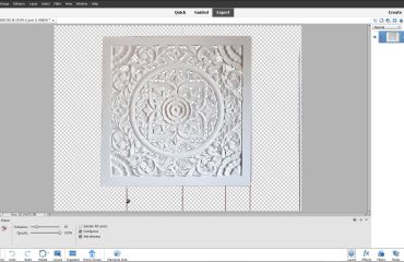 A picture of a user removing pixels by using the Magic Eraser Tool in Photoshop Elements.
