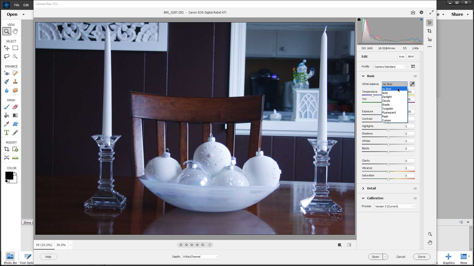 Adjust the White Balance in Camera Raw in Photoshop Elements
